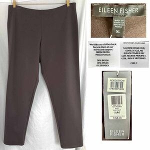 Eileen Fisher Women XL Brown Double Knit Slim Pant NWT $158